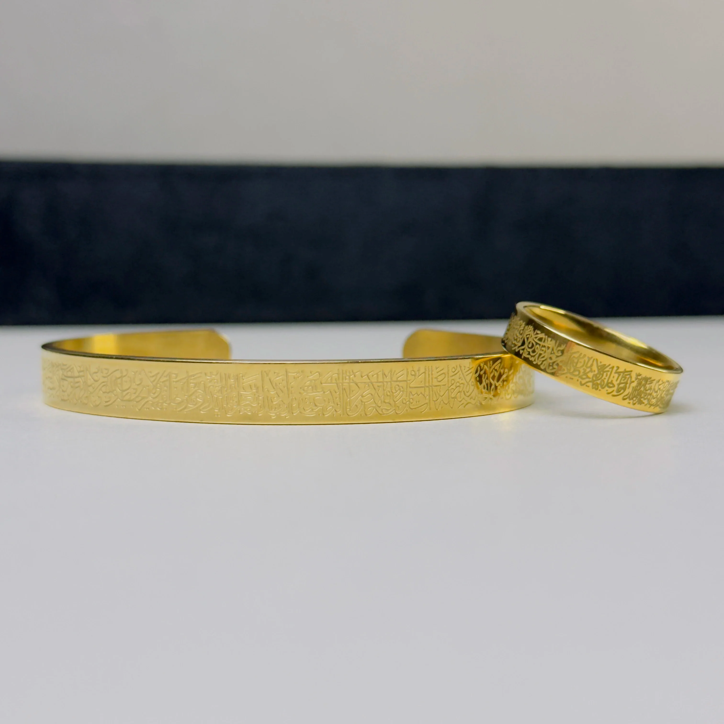 Gold Ayat-ul-Kursi Cuff & Ring Set - Image 2