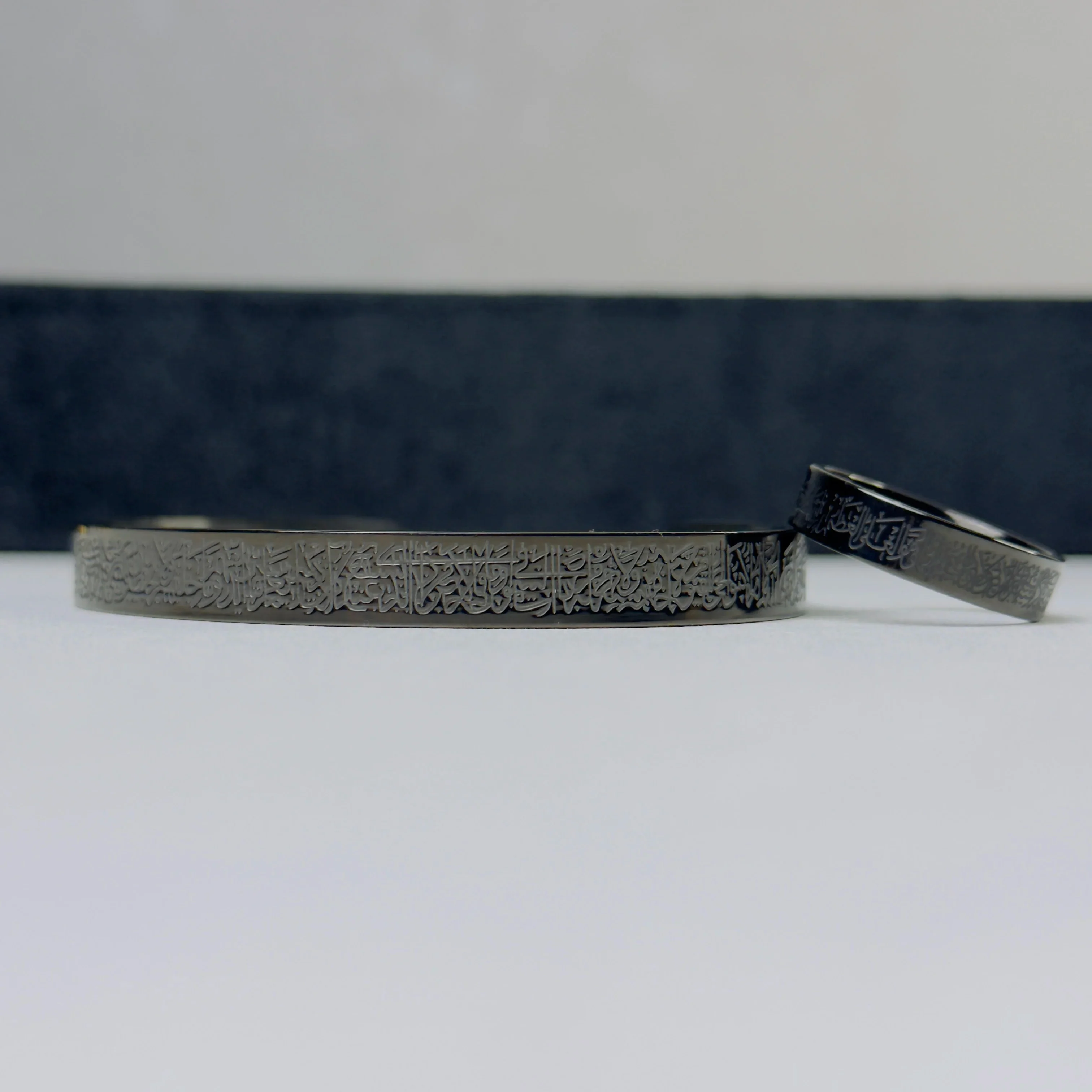 Matte Black Ayat-ul-Kursi Cuff & Ring Set - Image 4