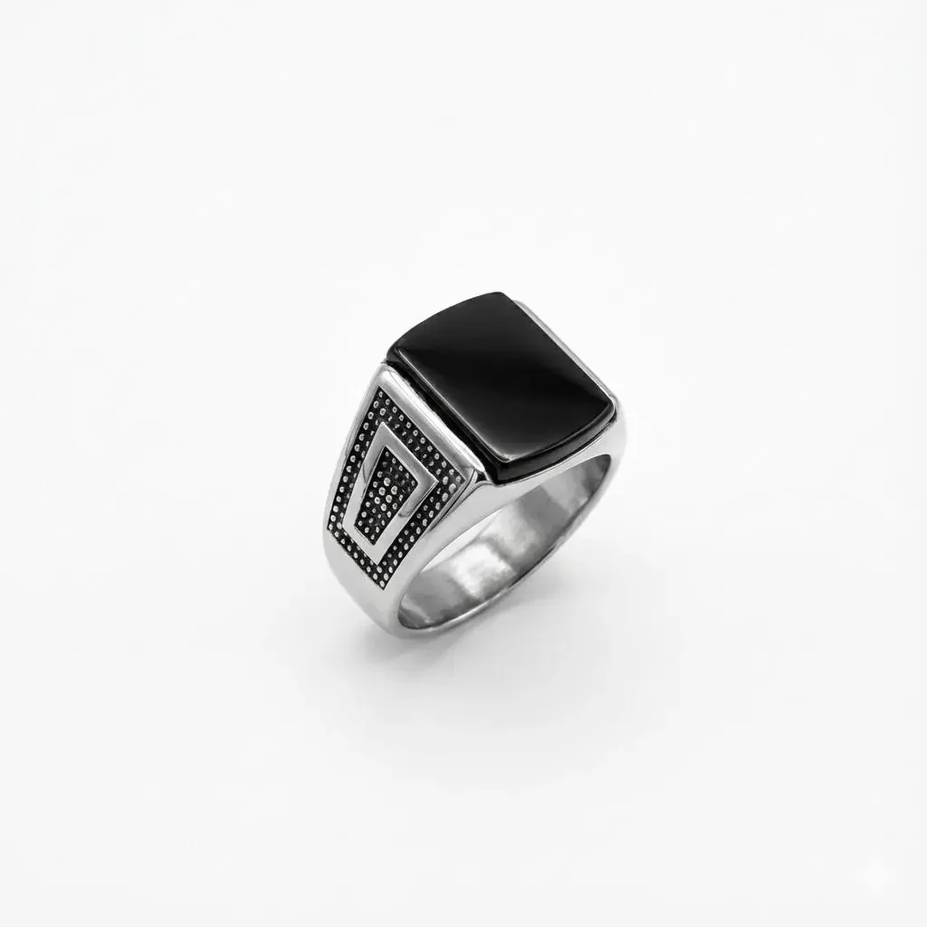 Onyx Square Sterling Ring - Image 5