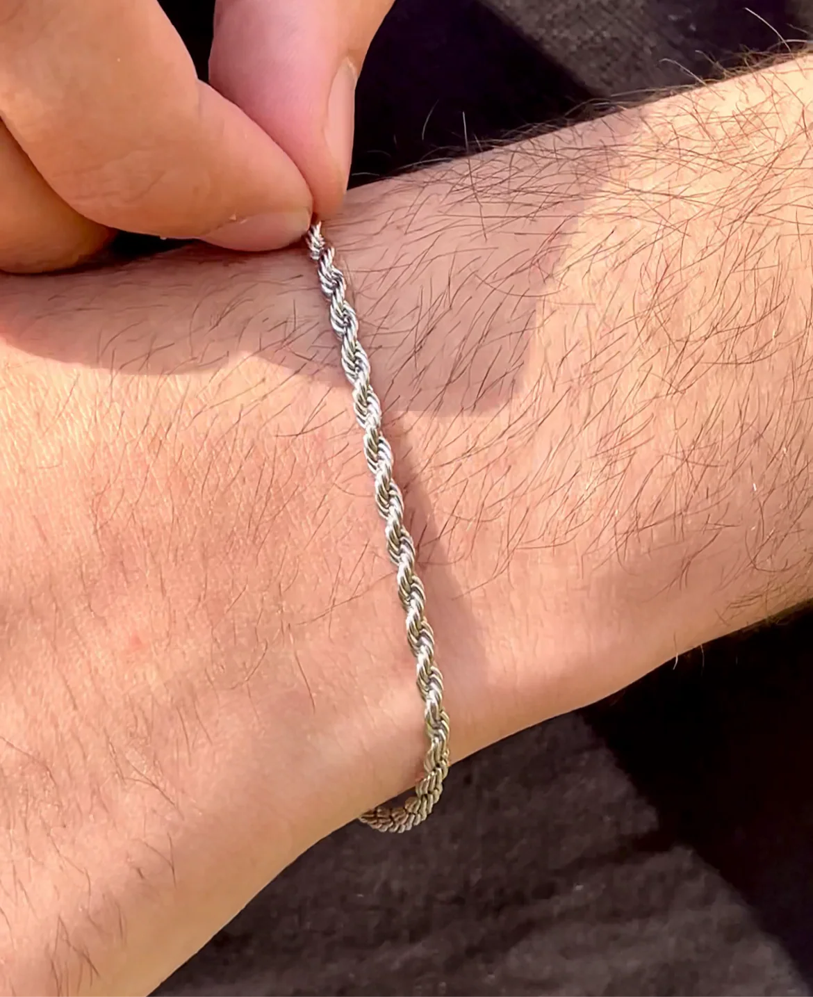 rope chain minimal bracelet (silver) - Image 3
