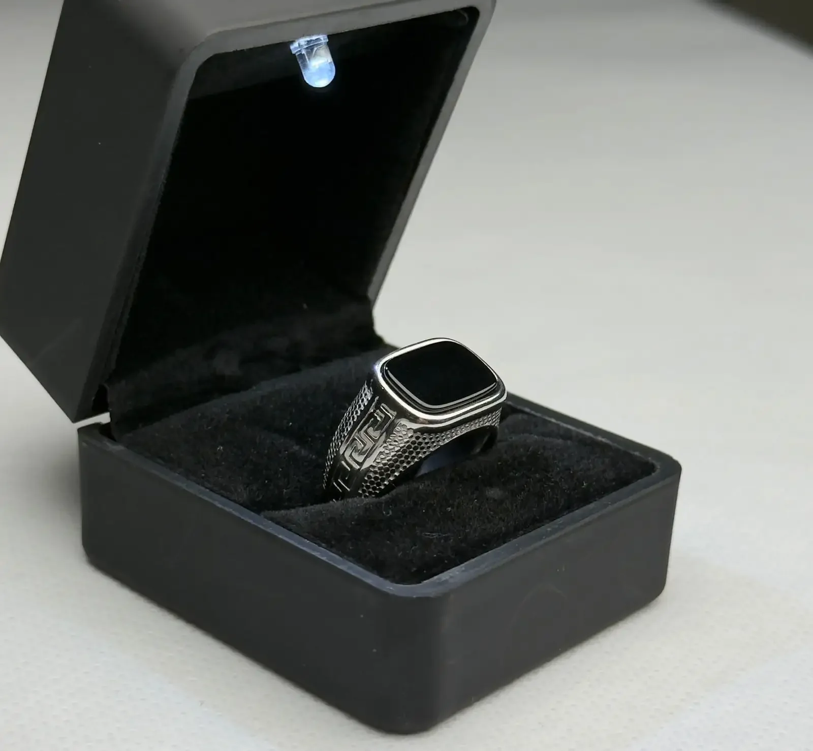 Silver Onyx Greek Ring - Image 2