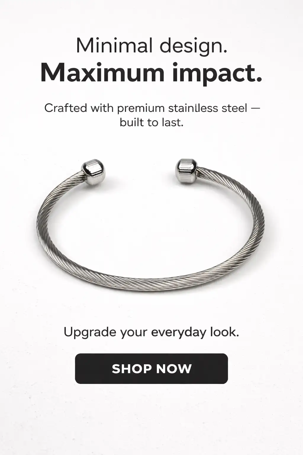 Silver Twisted Cable Cuff - Image 3