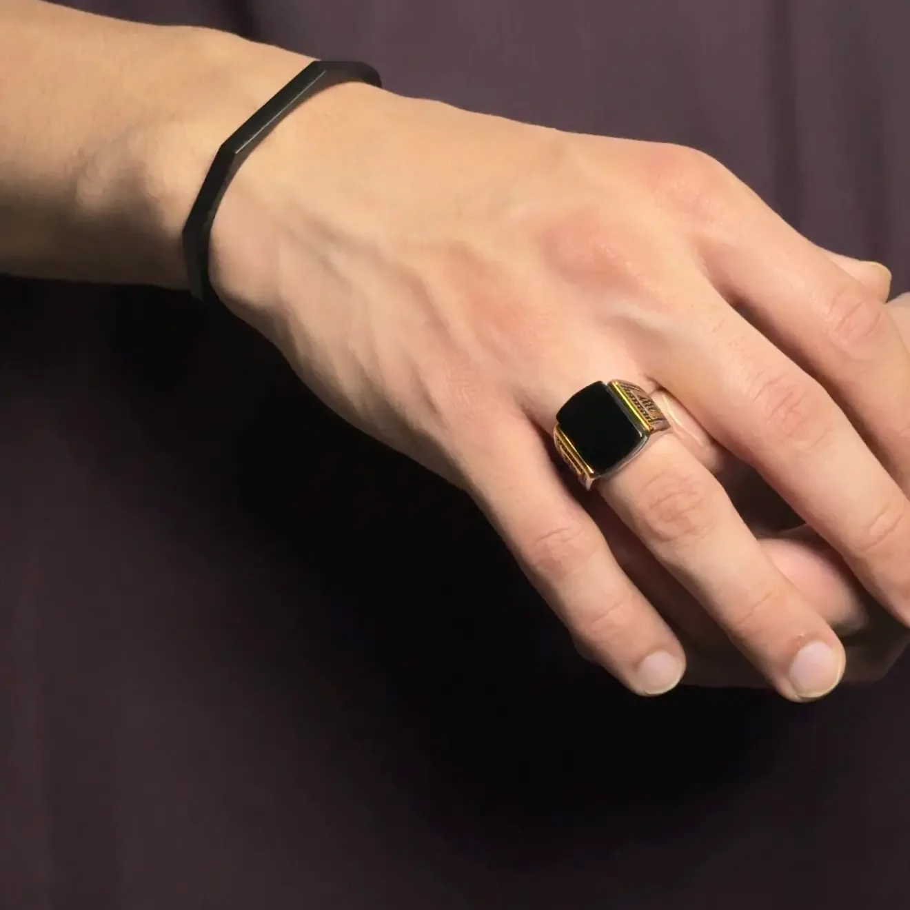 Square sterling dual tone ring - Image 2